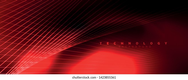 Shiny color neon light with lines, abstract wallpaper, shiny motion, magic space light. Vector techno abstract background