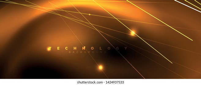 Shiny color neon light with lines, abstract wallpaper, shiny motion, magic space light. Vector techno abstract background