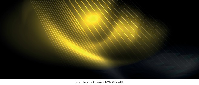 Shiny color neon light with lines, abstract wallpaper, shiny motion, magic space light. Vector techno abstract background
