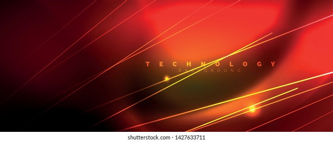 Shiny color neon light with lines, abstract wallpaper, shiny motion, magic space light. Vector techno abstract background