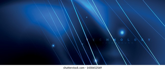 Shiny color neon light with lines, abstract wallpaper, shiny motion, magic space light. Vector techno abstract background