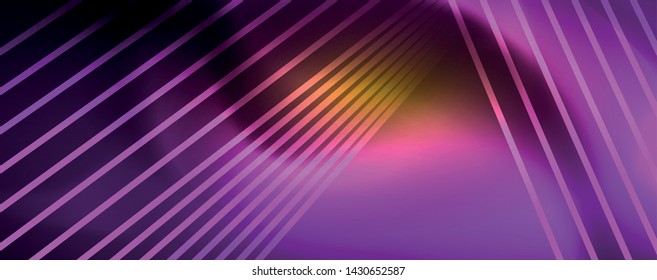 Shiny color neon light with lines, abstract wallpaper, shiny motion, magic space light. Vector techno abstract background