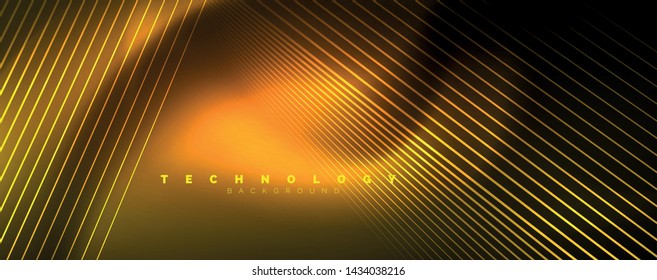 Shiny color neon light with lines, abstract wallpaper, shiny motion, magic space light. Vector techno abstract background
