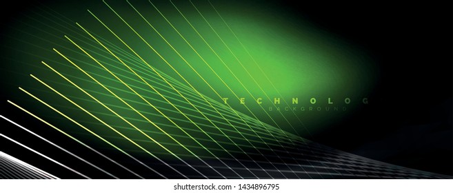 Shiny color neon light with lines, abstract wallpaper, shiny motion, magic space light. Vector techno abstract background