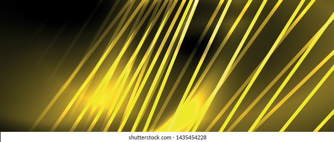 Luz de néon de cor brilhante com linhas, papel de parede abstrato, movimento brilhante, luz espaço mágico. Plano de fundo abstrato do tecno vetorial