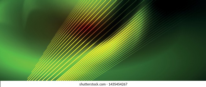 Shiny color neon light with lines, abstract wallpaper, shiny motion, magic space light. Vector techno abstract background
