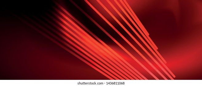 Shiny color neon light with lines, abstract wallpaper, shiny motion, magic space light. Vector techno abstract background