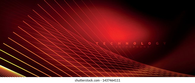 Shiny color neon light with lines, abstract wallpaper, shiny motion, magic space light. Vector techno abstract background