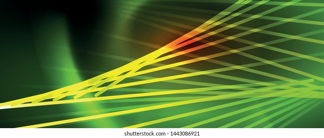 Leuchtendes Neonlicht mit Linien, abstraktes Tapete, glänzende Bewegung, magisches Raumlicht. Abstrakter Vektorgrafik-Hintergrund