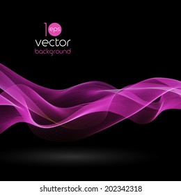 Shiny color smoke waves over dark vector backgrounds