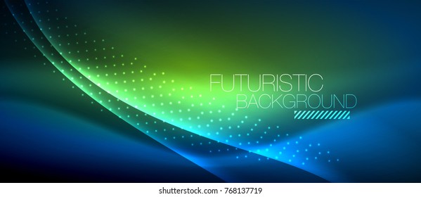 Shiny color smooth elegant neon wave. Vector background template