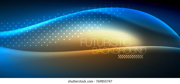 Cor brilhante suave elegante onda neon. Modelo de plano de fundo do vetor