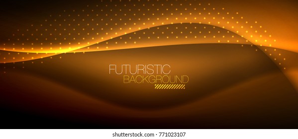 Shiny color smooth elegant neon wave. Vector background template