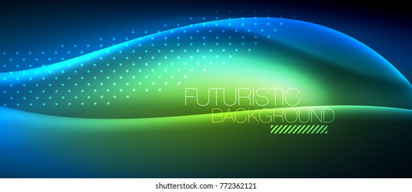 Shiny color smooth elegant neon wave. Vector background template