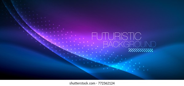Shiny color smooth elegant neon wave. Vector background template
