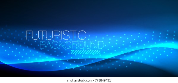 Shiny color smooth elegant neon wave. Vector background template