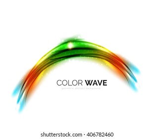 Shiny color wave isolated on white, lines with light effects