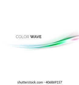 Shiny color wave isolated on white, lines with light effects