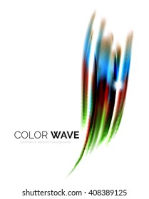 Shiny color wave isolated on white, lines with light effects