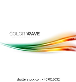 Onda de color brillante aislada en blanco, líneas con efectos de luz