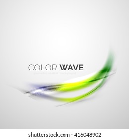 Onda de color brillante aislada en blanco, líneas con efectos de luz