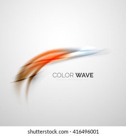 Shiny color wave isolated on white, lines with light effects