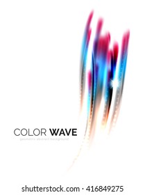 Shiny color wave isolated on white, lines with light effects