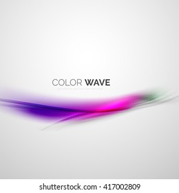 Onda de color brillante aislada en blanco, líneas con efectos de luz