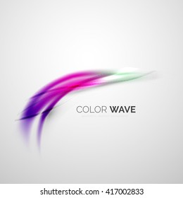 Onda de color brillante aislada en blanco, líneas con efectos de luz