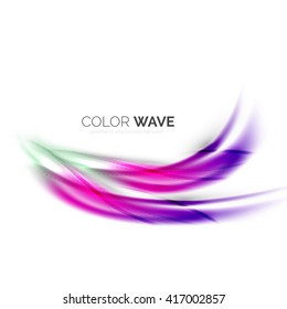 Shiny color wave isolated on white, lines with light effects