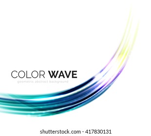 Shiny color wave isolated on white, lines with light effects