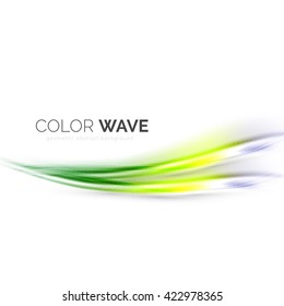 Shiny color wave isolated on white, lines with light effects