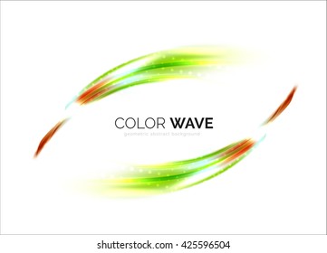 Shiny color wave isolated on white, lines with light effects