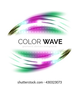 Shiny color wave isolated on white, lines with light effects