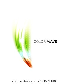 Shiny color wave isolated on white, lines with light effects