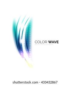 Shiny color wave isolated on white, lines with light effects