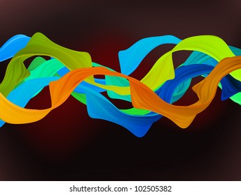 Shiny color waves over dark backgrounds. EPS 8 vector file included