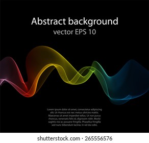Shiny color waves over dark vector backgrounds 