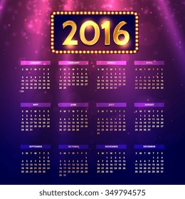 shiny colorful 2016 calender