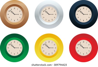 Shiny colorful clocks vector set