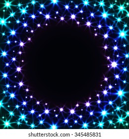 Shiny Colorful Frame with Stars. Vector Glitter Background.