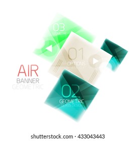 Shiny colorful geometric business abstract infographics template. Glossy glass style template with sample text - options and slogans