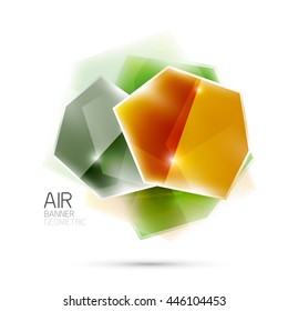 Shiny colorful geometric business abstract infographics template. Glossy glass style template with sample text - options and slogans