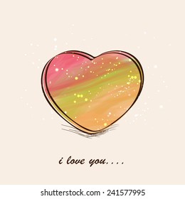 Shiny colorful heart with text I Love You for Happy Valentine's Day celebrations.