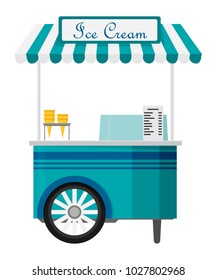 Shiny colorful ice cream cart vector illustration. 