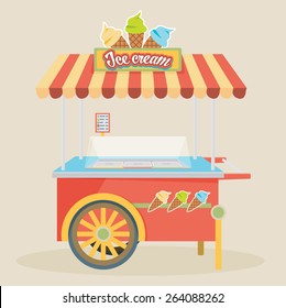 Shiny colorful ice cream cart vector illustration. Awesome creative concepts, icons, elegant stylish design graphic elements,beautiful art.