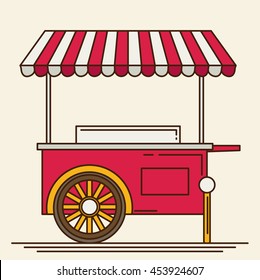 Shiny colorful ice cream cart vector illustration. 