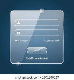 Shiny colorful login form ui template for your web vector image. Shiny glass ui login form for website design