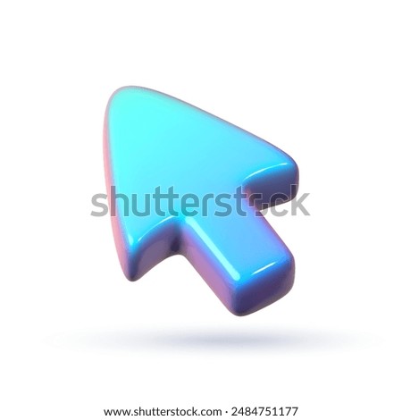 Shiny colorful mouse cursor arrow. Computer interface element. 3D vector icon in a simple cartoon style.