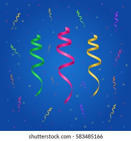 Shiny colorful rolled ribbon isolated. Vector illustration.